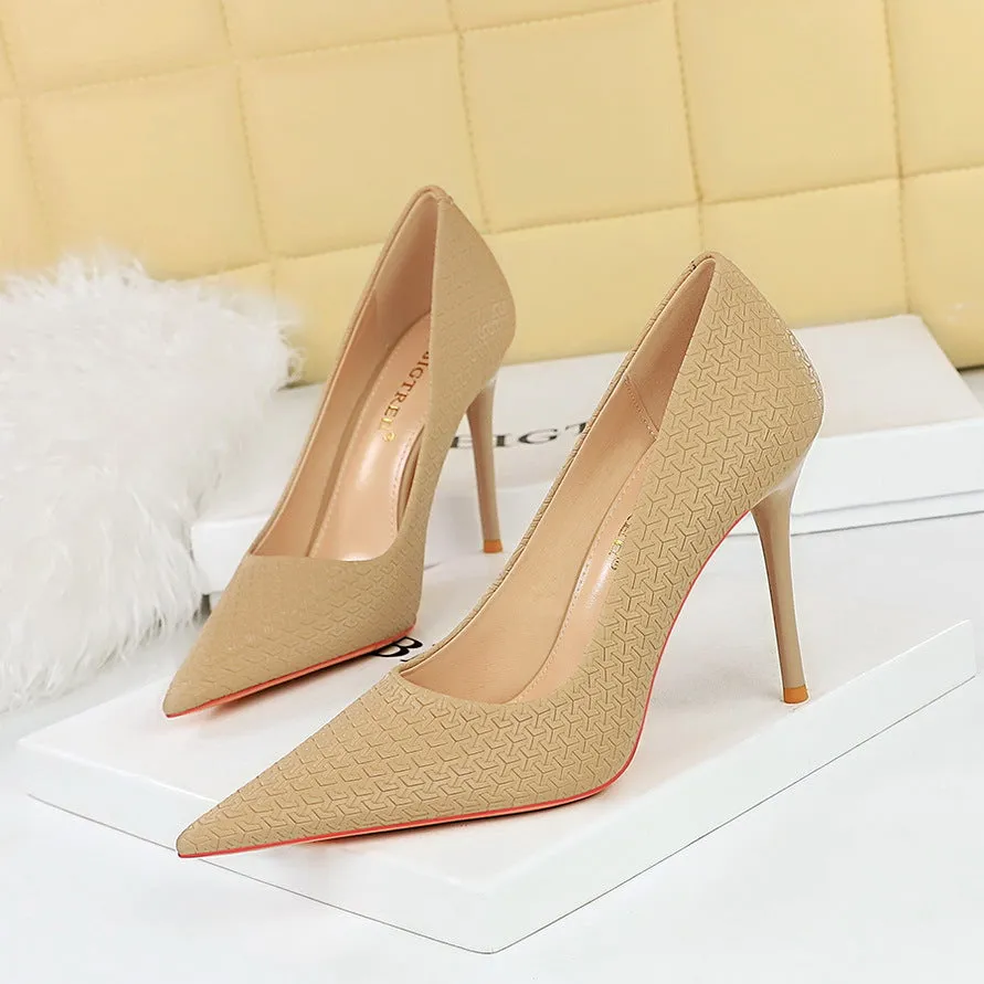2025 6122-5 Korean version fashionable, delicate and thin, sweet high heels, thin heels, super high heels, shallow mouth, pointed single shoes, women's shoes