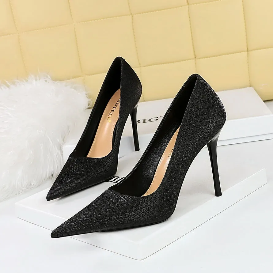 2025 6122-5 Korean version fashionable, delicate and thin, sweet high heels, thin heels, super high heels, shallow mouth, pointed single shoes, women's shoes