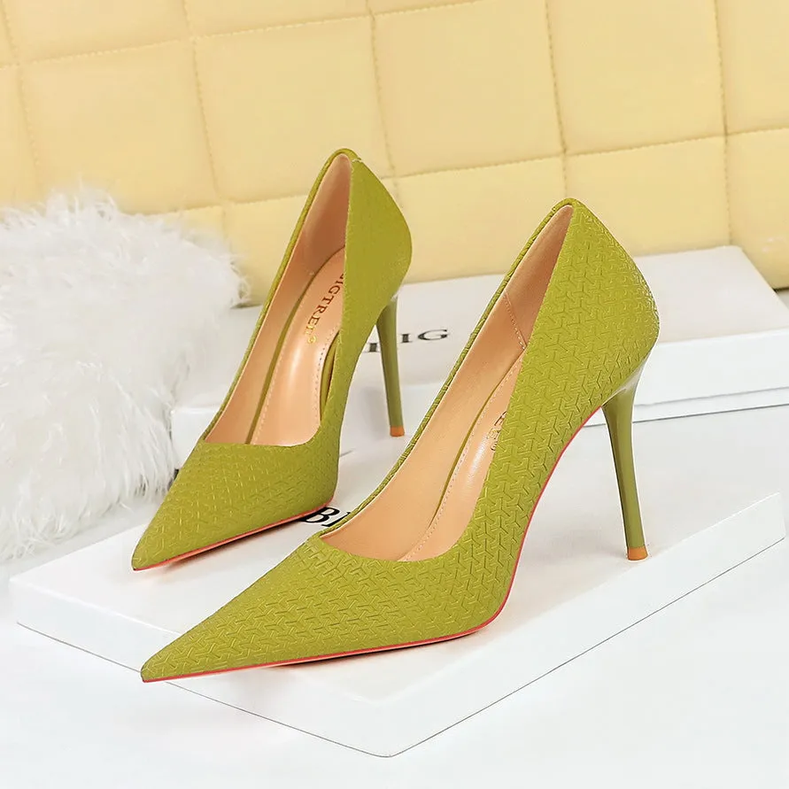 2025 6122-5 Korean version fashionable, delicate and thin, sweet high heels, thin heels, super high heels, shallow mouth, pointed single shoes, women's shoes