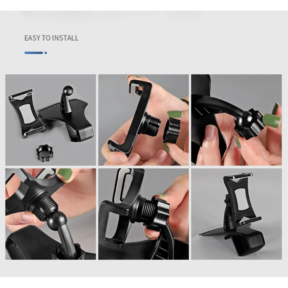 3 in 1 Car GPS Smartphone Holder: Dashboard / Visor Clamp   AC Grid Clip for ZTE Z730 Concord II / Martin II (2014) - Black