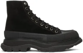 Alexander McQueen Black Suede Tread Slick High Boots