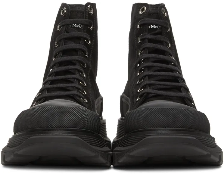 Alexander McQueen Black Suede Tread Slick High Boots
