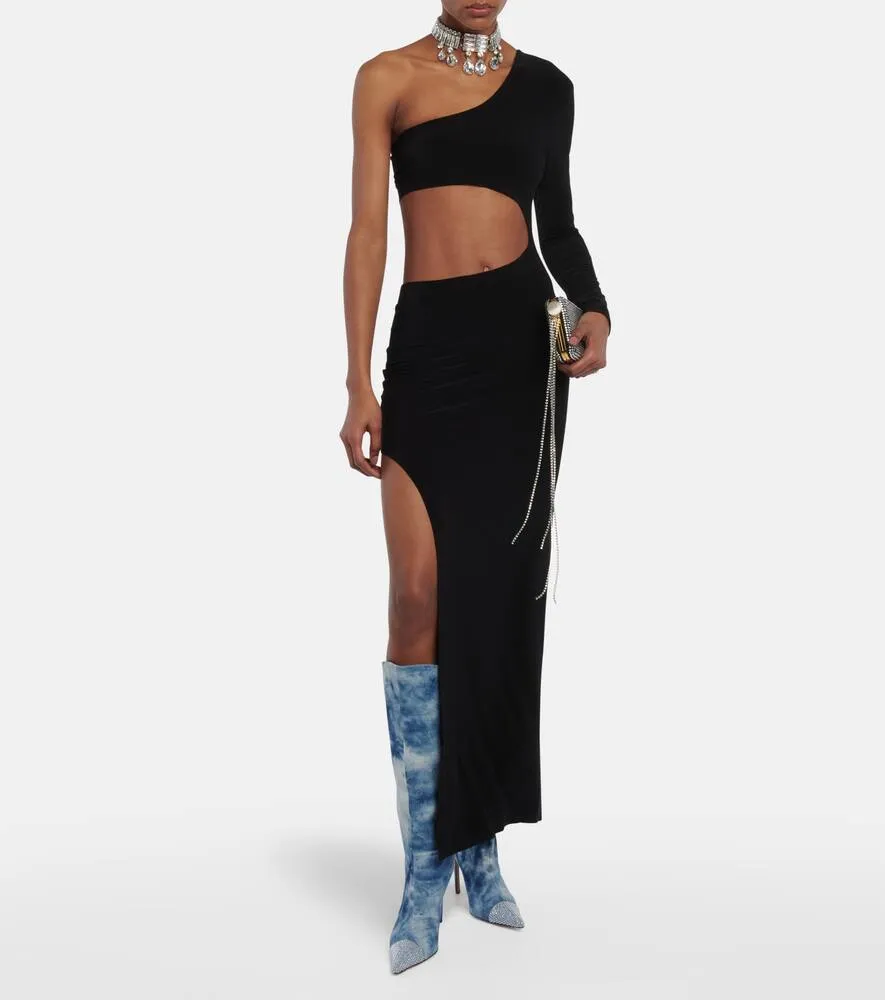 Alexandre Vauthier Tie-dye denim knee-high boots