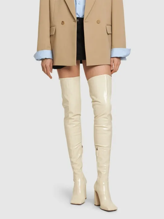 Amina Muaddi   95mm Marine latex thigh-high boots 
