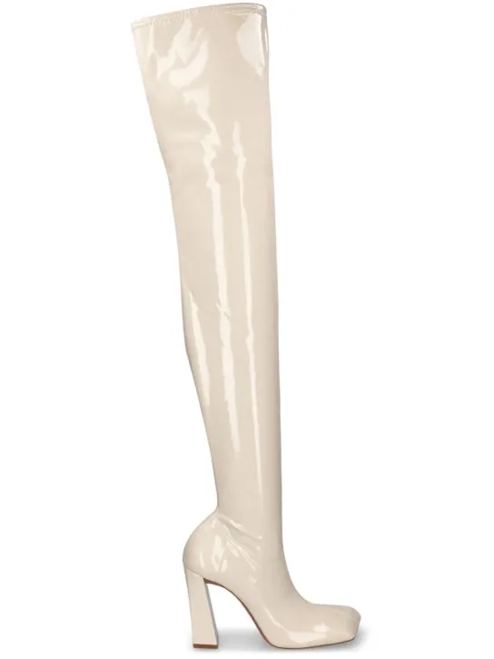 Amina Muaddi   95mm Marine latex thigh-high boots 