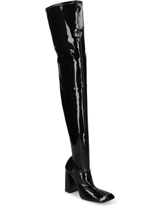 Amina Muaddi   95mm Marine latex thigh-high boots 