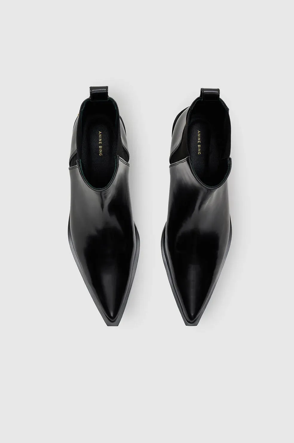 Anine Bing Bekah Flat Boots - High-Shine Black