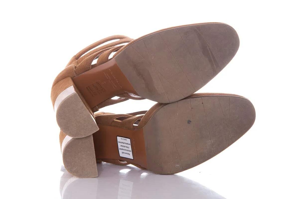 Aquatalia Emme Camel Suede Heeled Boots SZ 5