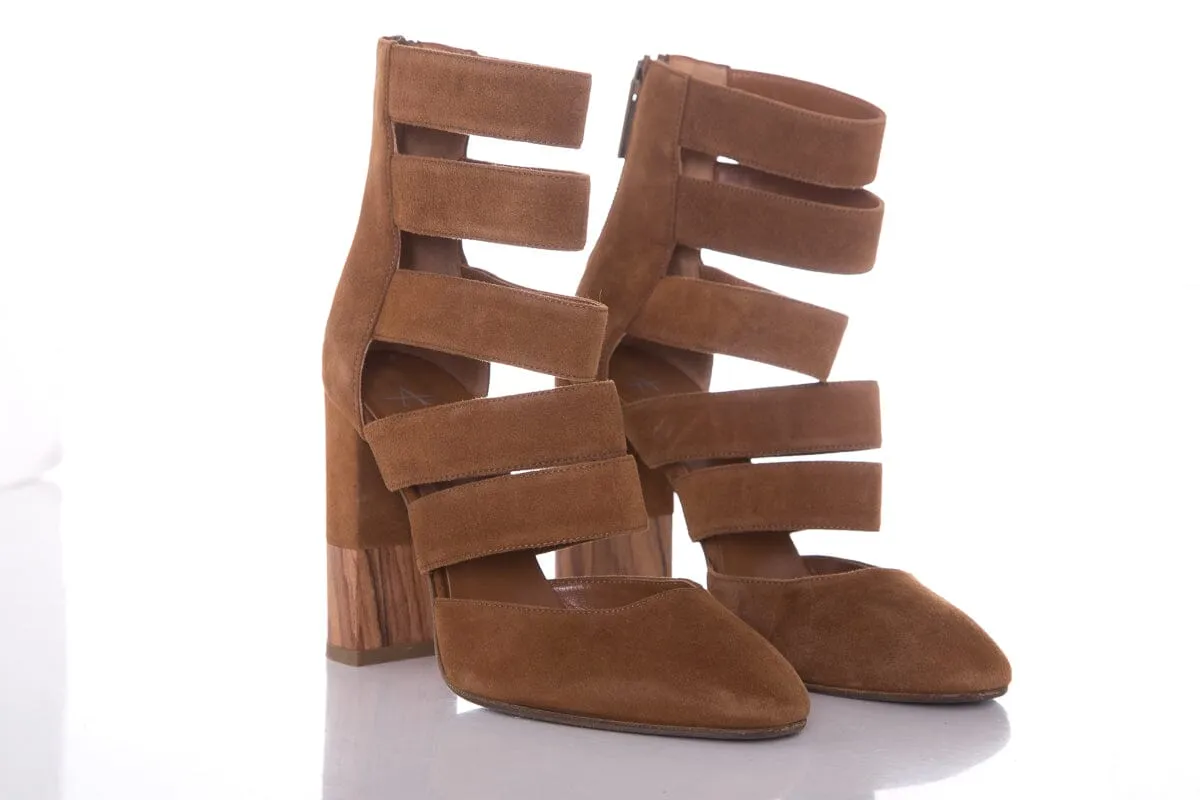 Aquatalia Emme Camel Suede Heeled Boots SZ 5