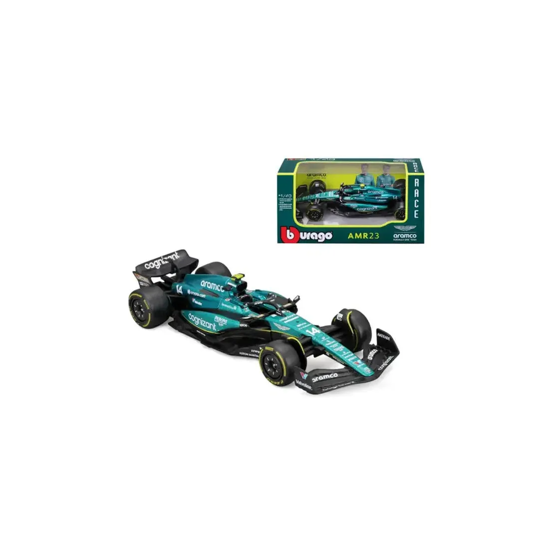 Aston Martin Aramco Scale 1:43 Bburago F1 Team #14 Fernando Alonso