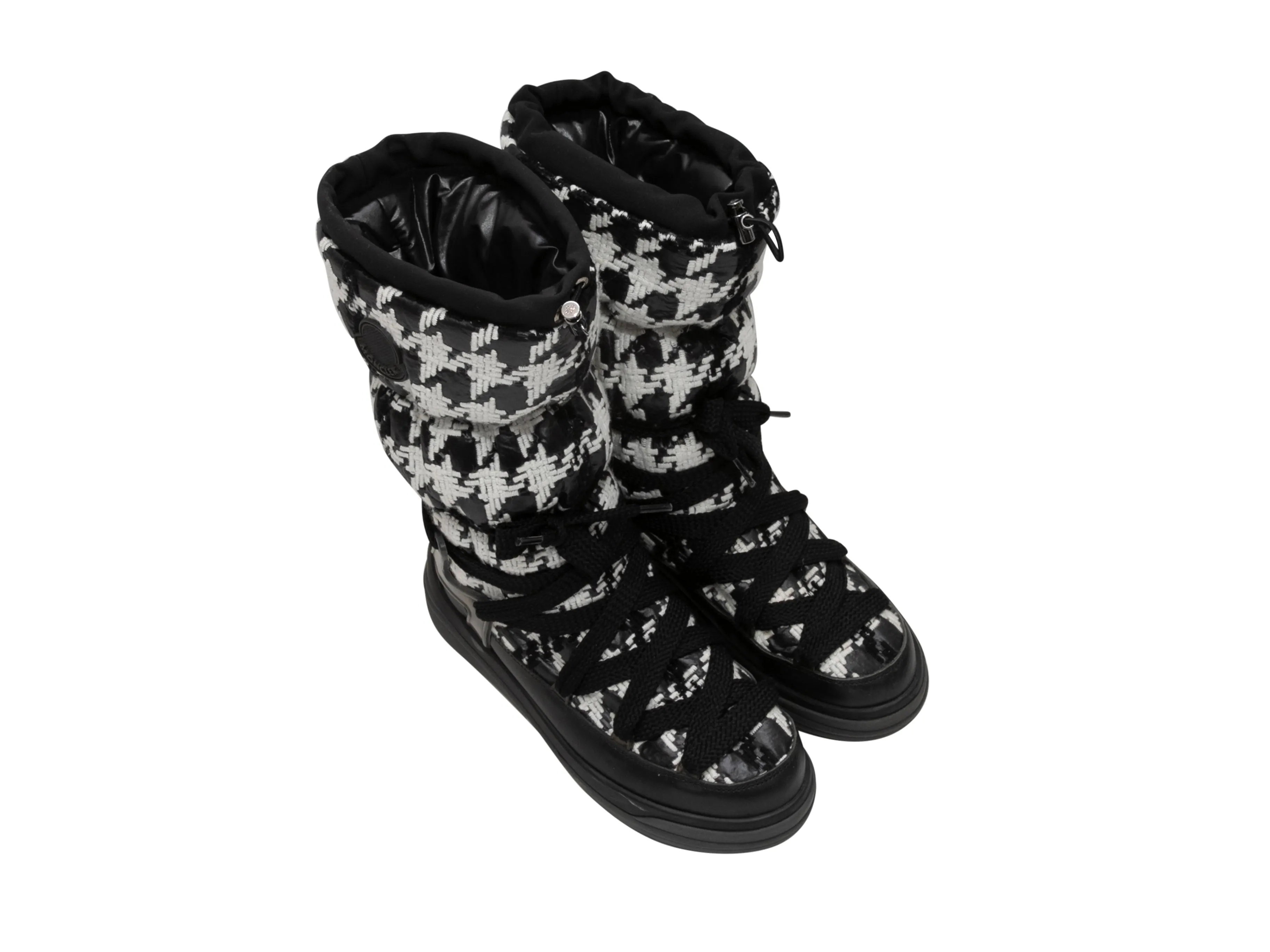 Black & White Moncler Insolux Houndstooth Snow Boots Size 38