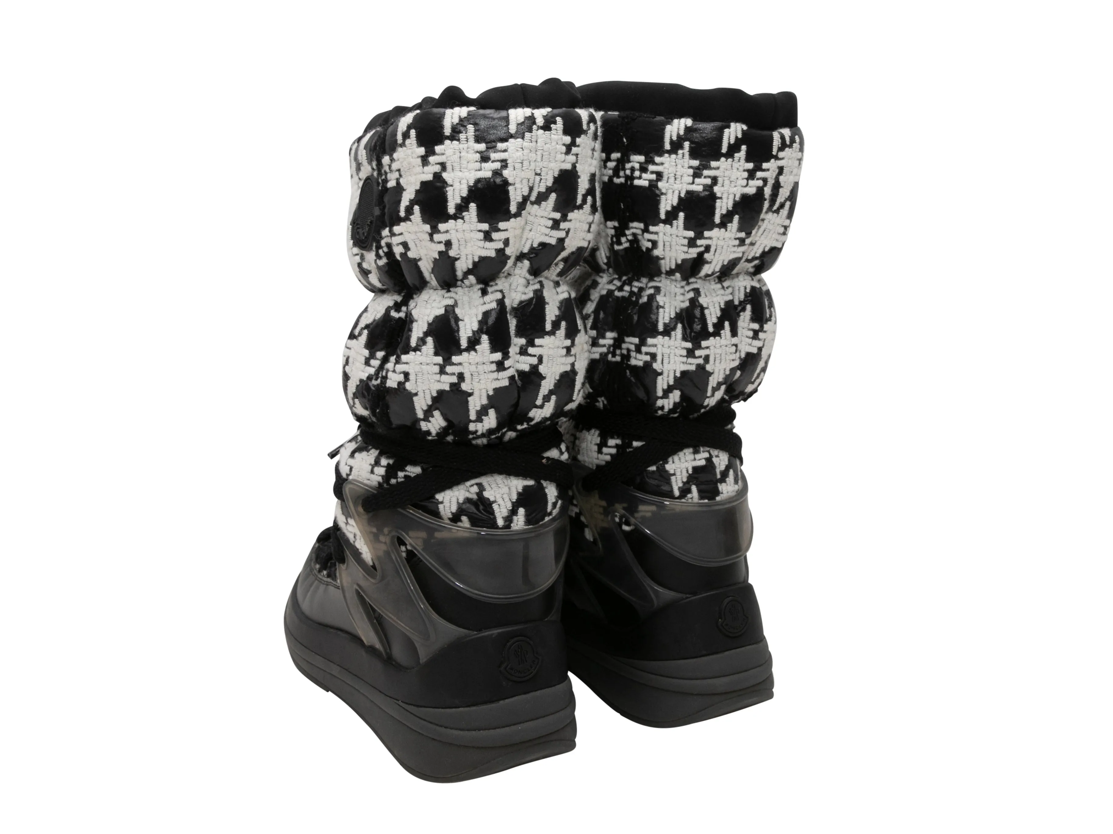Black & White Moncler Insolux Houndstooth Snow Boots Size 38