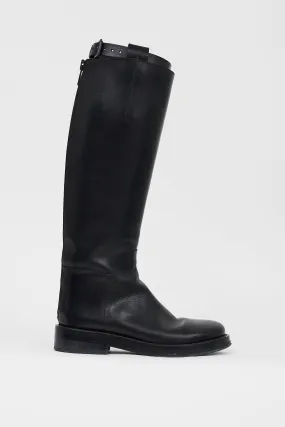 Black Leather Knee High Stan Boot