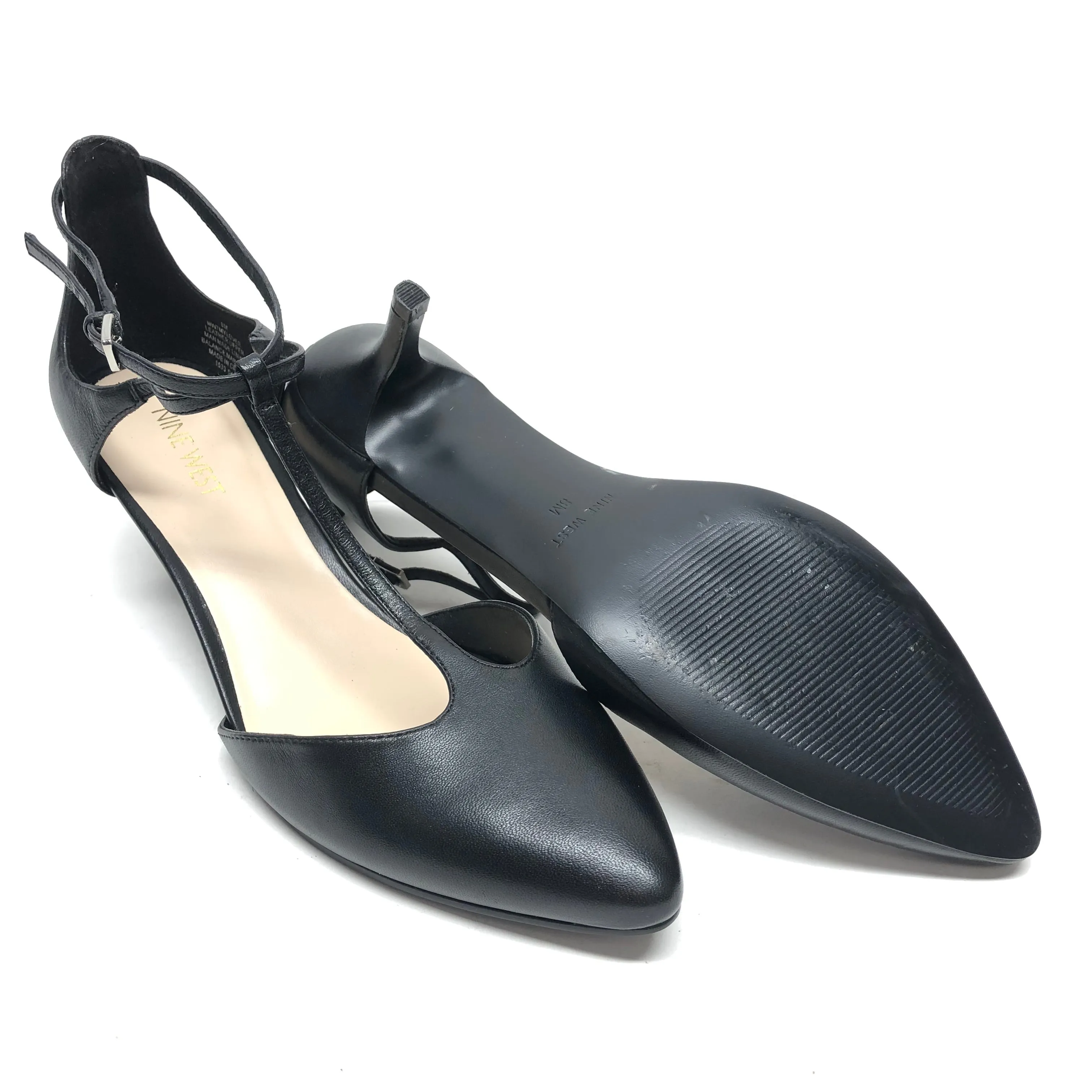 Black Shoes Heels Kitten Nine West, Size 8