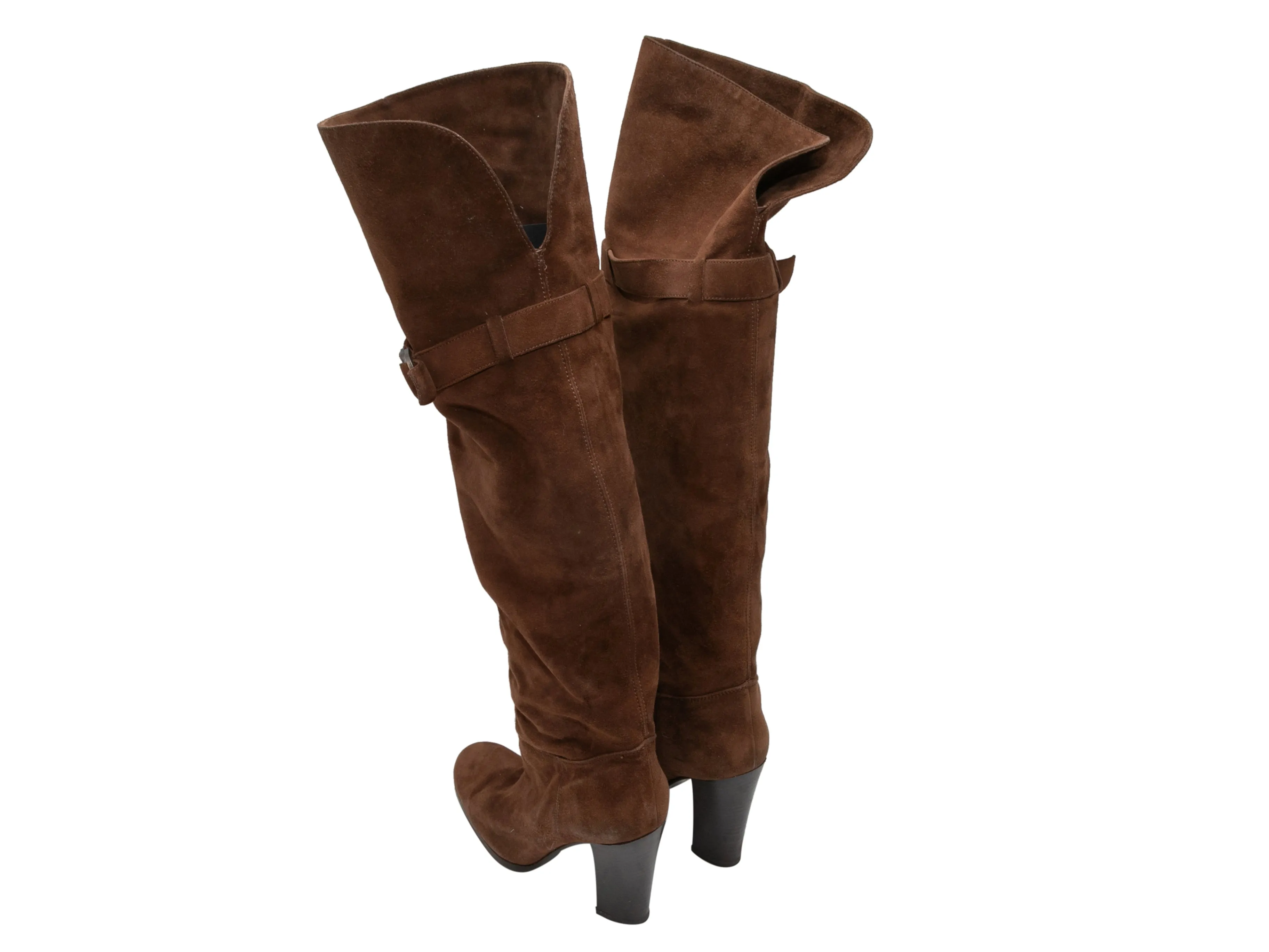 Brown Sergio Rossi Knee-High Suede Boots Size 39.5