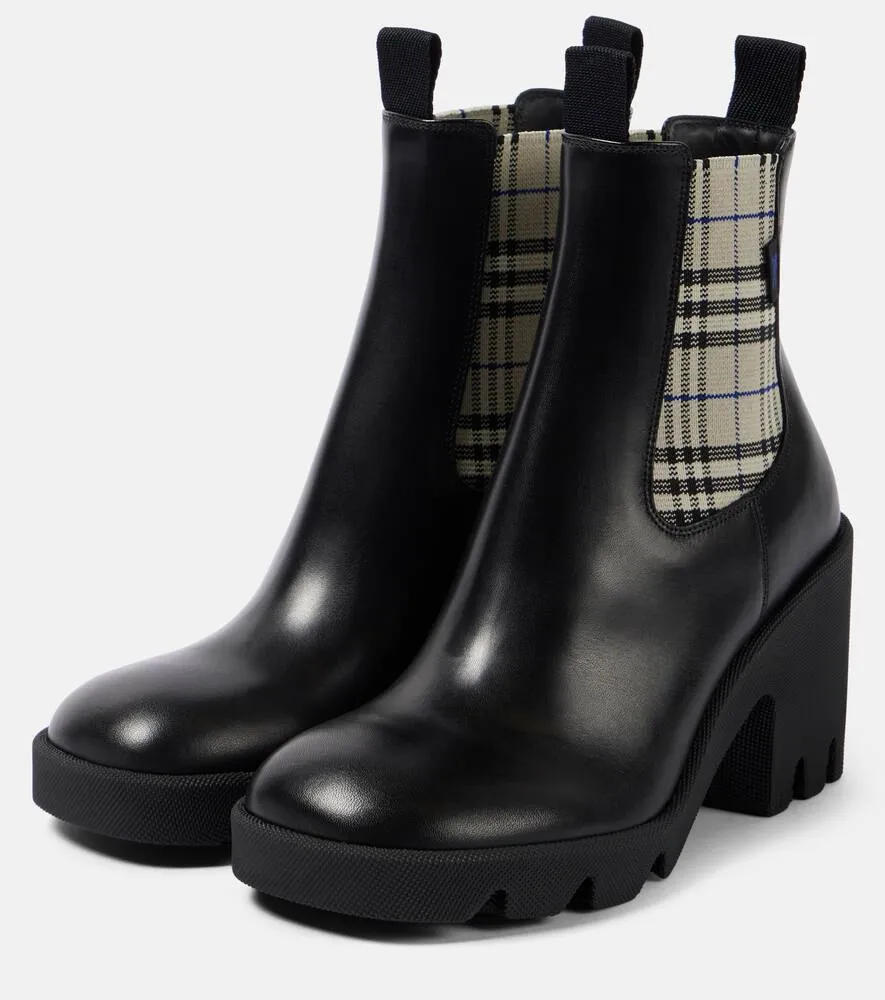 Burberry Burberry Check leather Chelsea boots