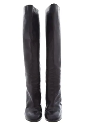 Chanel Black Leather High Boots SZ 36