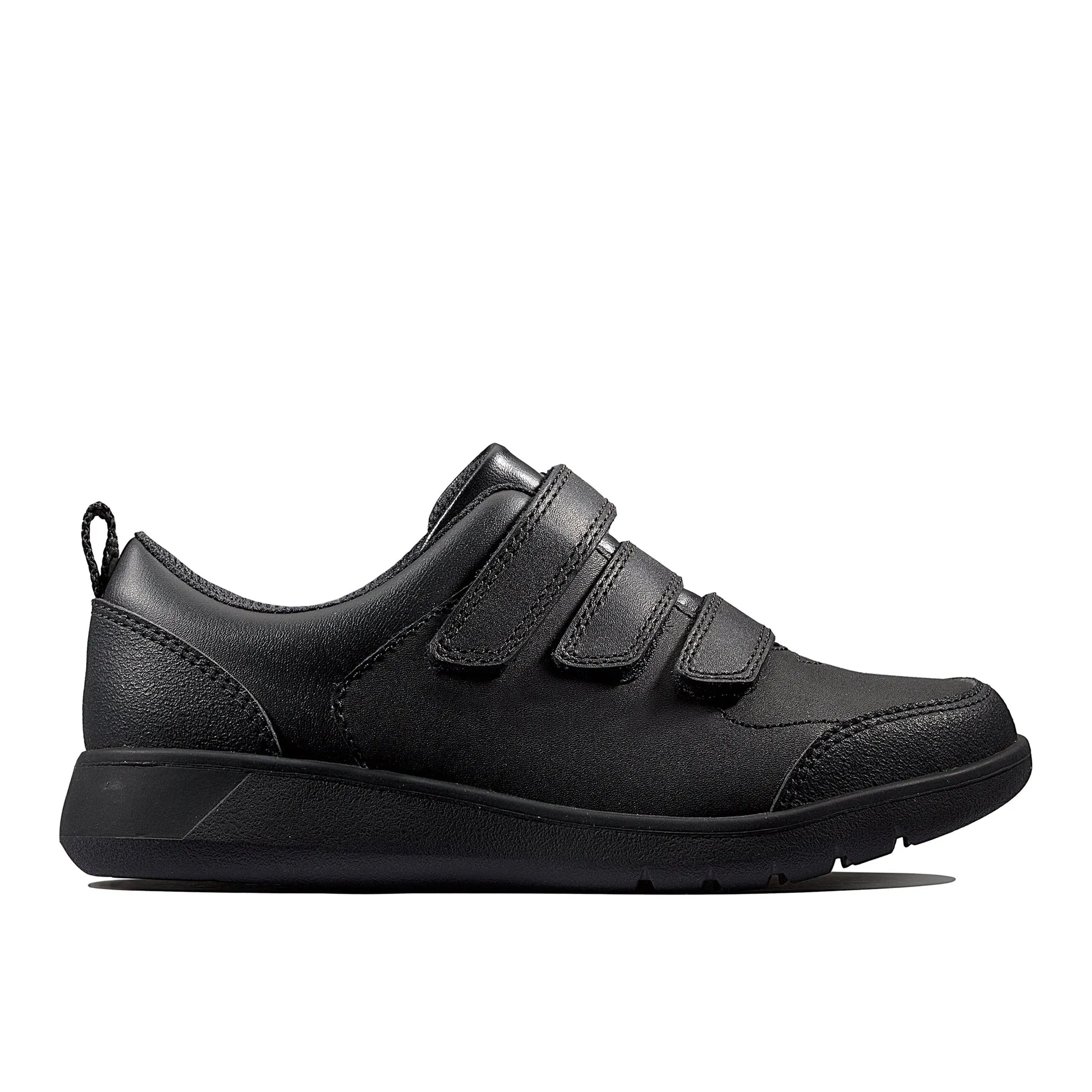 Clarks Scape Sky Youth Black Leather - Extra Wide Fit