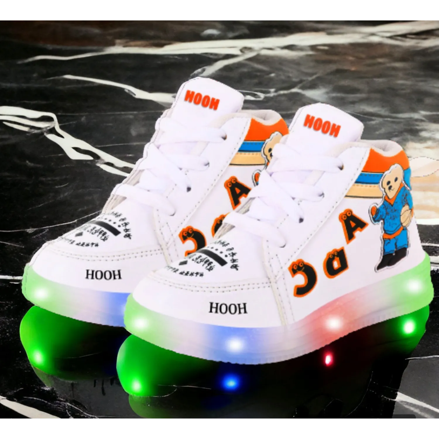 Colored Kid’s Unisex Glowing Bear LED Shoes