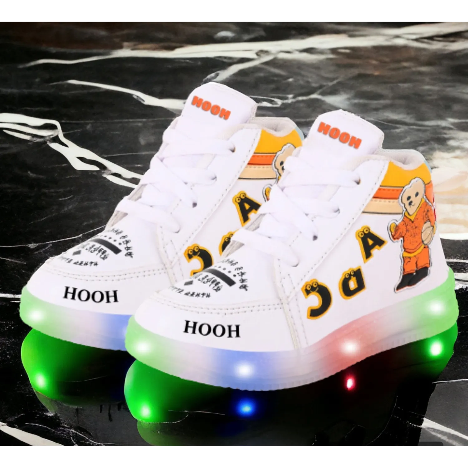 Colored Kid’s Unisex Glowing Bear LED Shoes