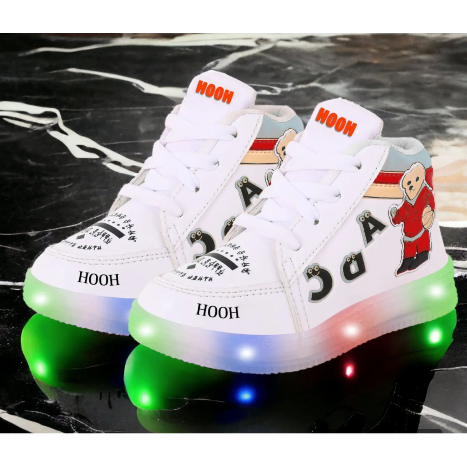 Colored Kid’s Unisex Glowing Bear LED Shoes