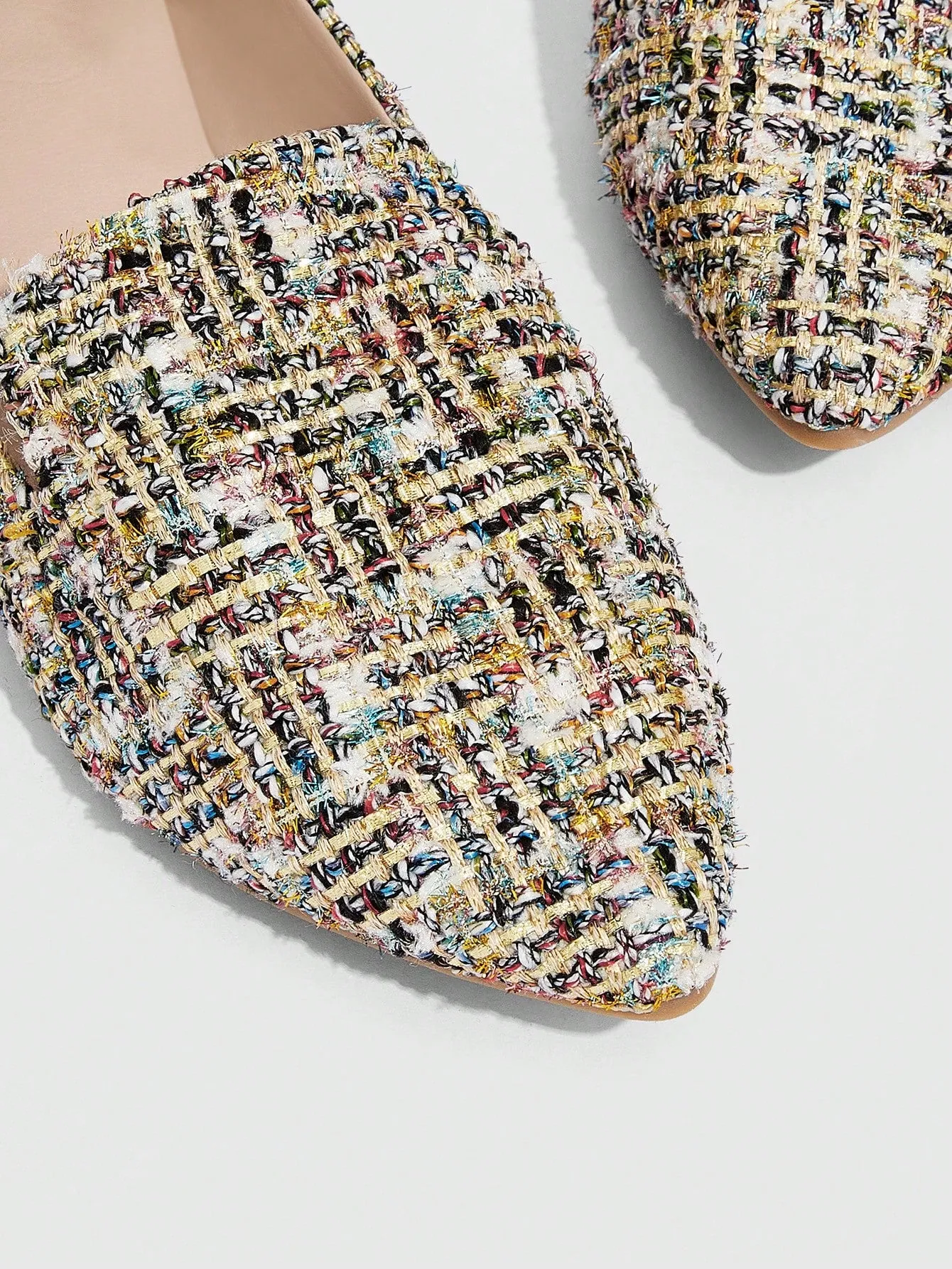 CUCCOO CHICEST Women's Shoes Fashion Loafer Comfortable Plaid Pattern Tweed Point Toe Flats For Summer Vacation Shoes Summer Sale