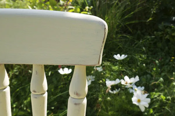 Custom order for Abi 4 mismatch vintage dining chairs in Regency White autentico chalk paint