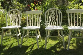 Custom order for Abi 4 mismatch vintage dining chairs in Regency White autentico chalk paint