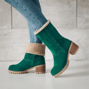 Cuzcare Women Fur Square Heels Orthopedic Boots
