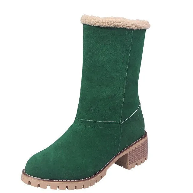 Cuzcare Women Fur Square Heels Orthopedic Boots