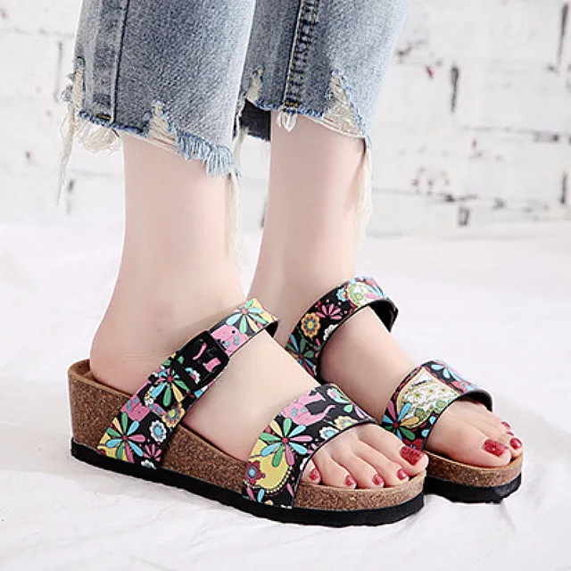 Cuzcare Women Orthopedic Sandals Wedge Platform Fashionable Beach Slides