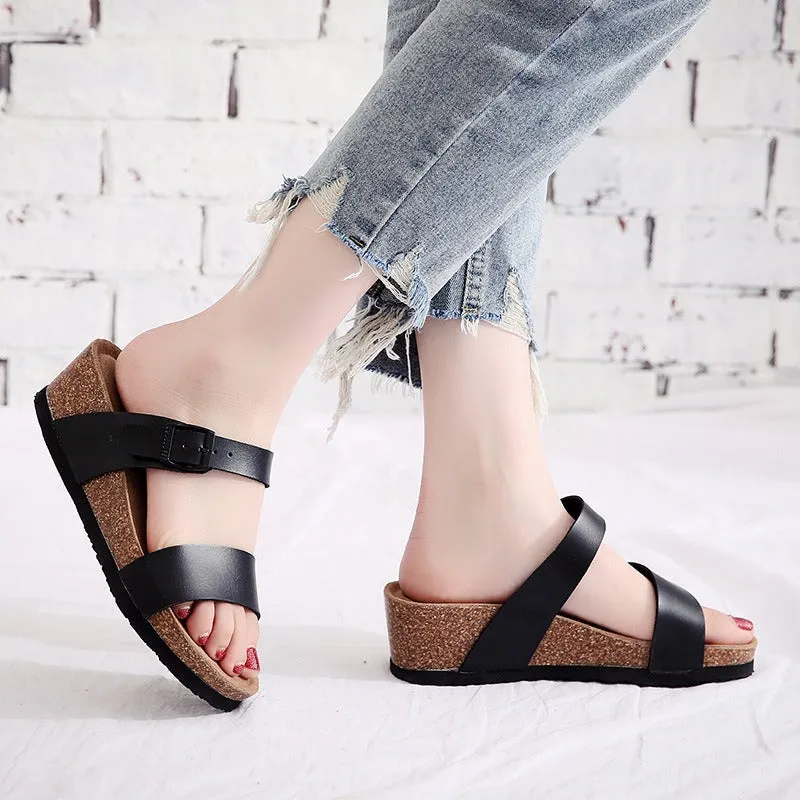 Cuzcare Women Orthopedic Sandals Wedge Platform Fashionable Beach Slides