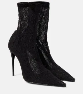 Dolce&Gabbana Lollo lace and leather ankle boots