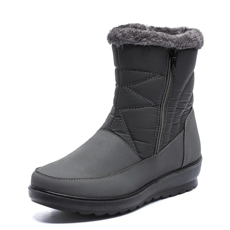 Dyavor Women Waterproof Fur Boots Zipper Thick Sole Orthopedic Shoes