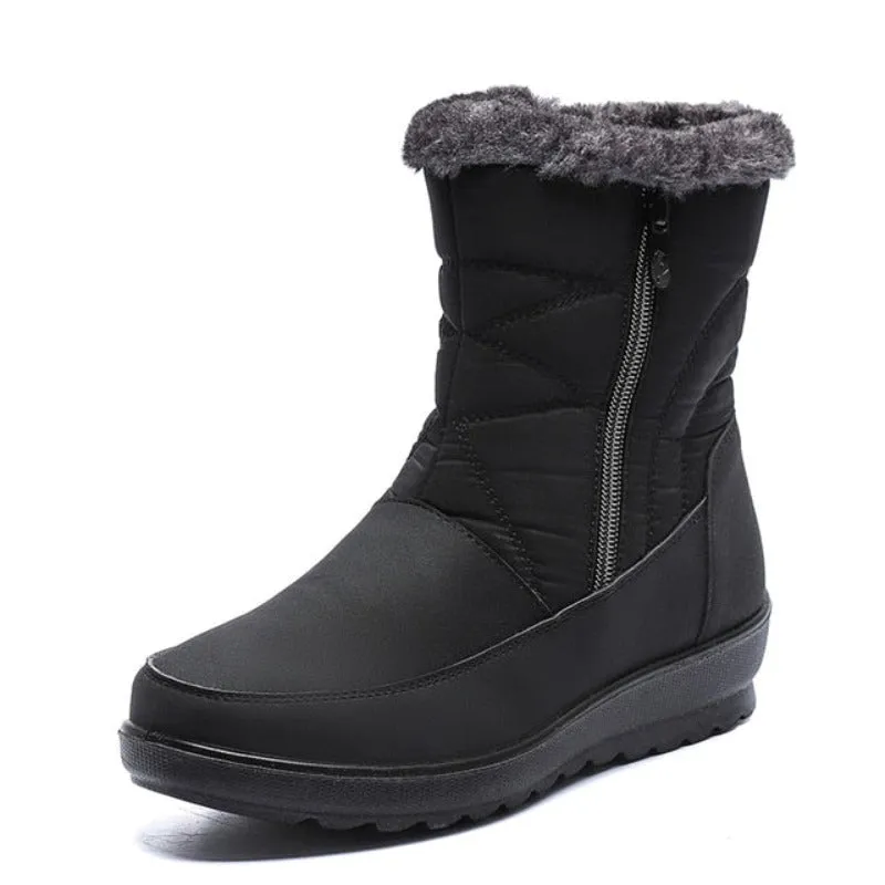 Dyavor Women Waterproof Fur Boots Zipper Thick Sole Orthopedic Shoes