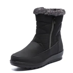 Dyavor Women Waterproof Fur Boots Zipper Thick Sole Orthopedic Shoes