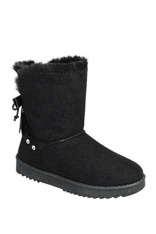 Faux Fur Rhinestone Slip On Boots