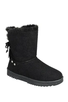 Faux Fur Rhinestone Slip On Boots