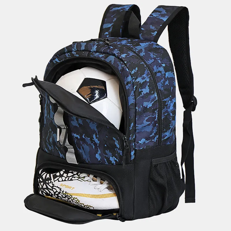 Functional Sports Bag Football Basketball Backpack with Shoes and Ball Compartment