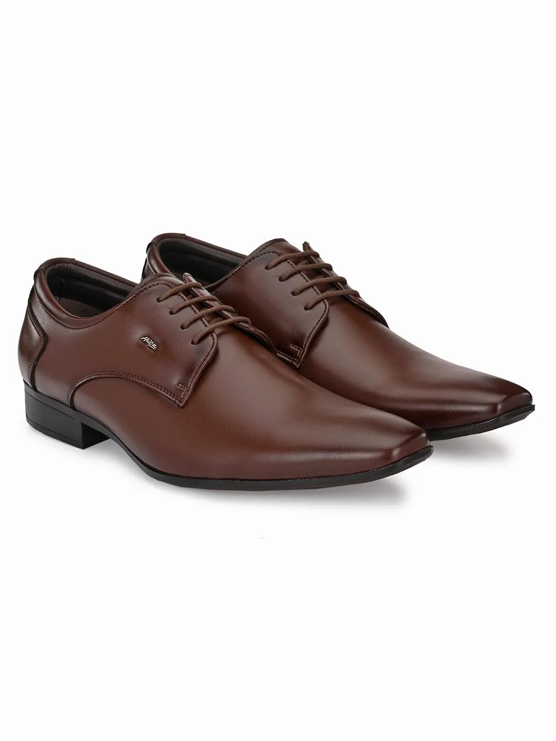 Hitz Men's Brown Synthetic Lace-up Formal Shoes