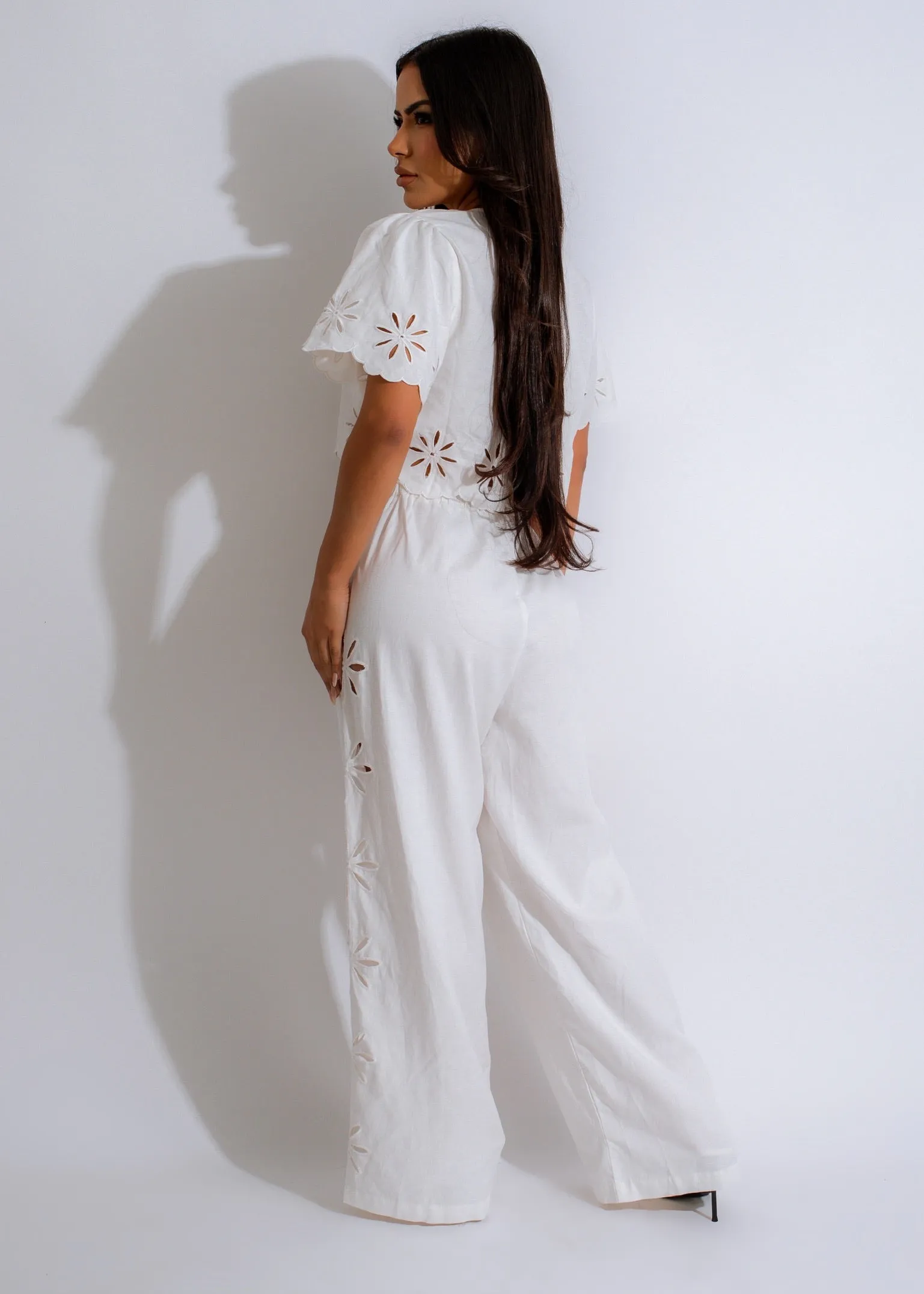 It Girl Linen Pant Set White