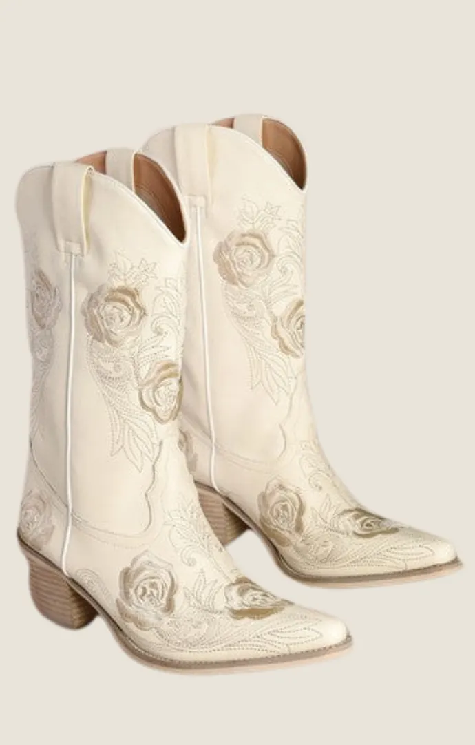 Jada Ivory Embroidered Boots