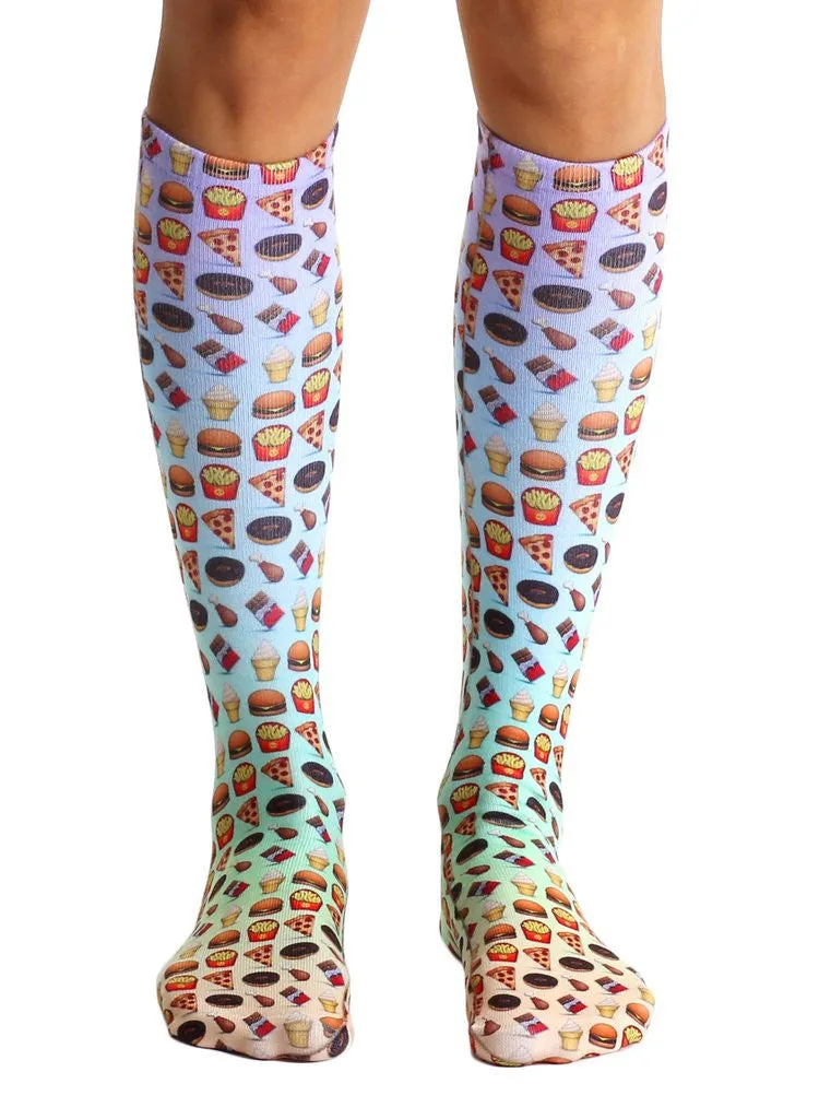 Junk Food Emoji Knee High Socks (Unisex)