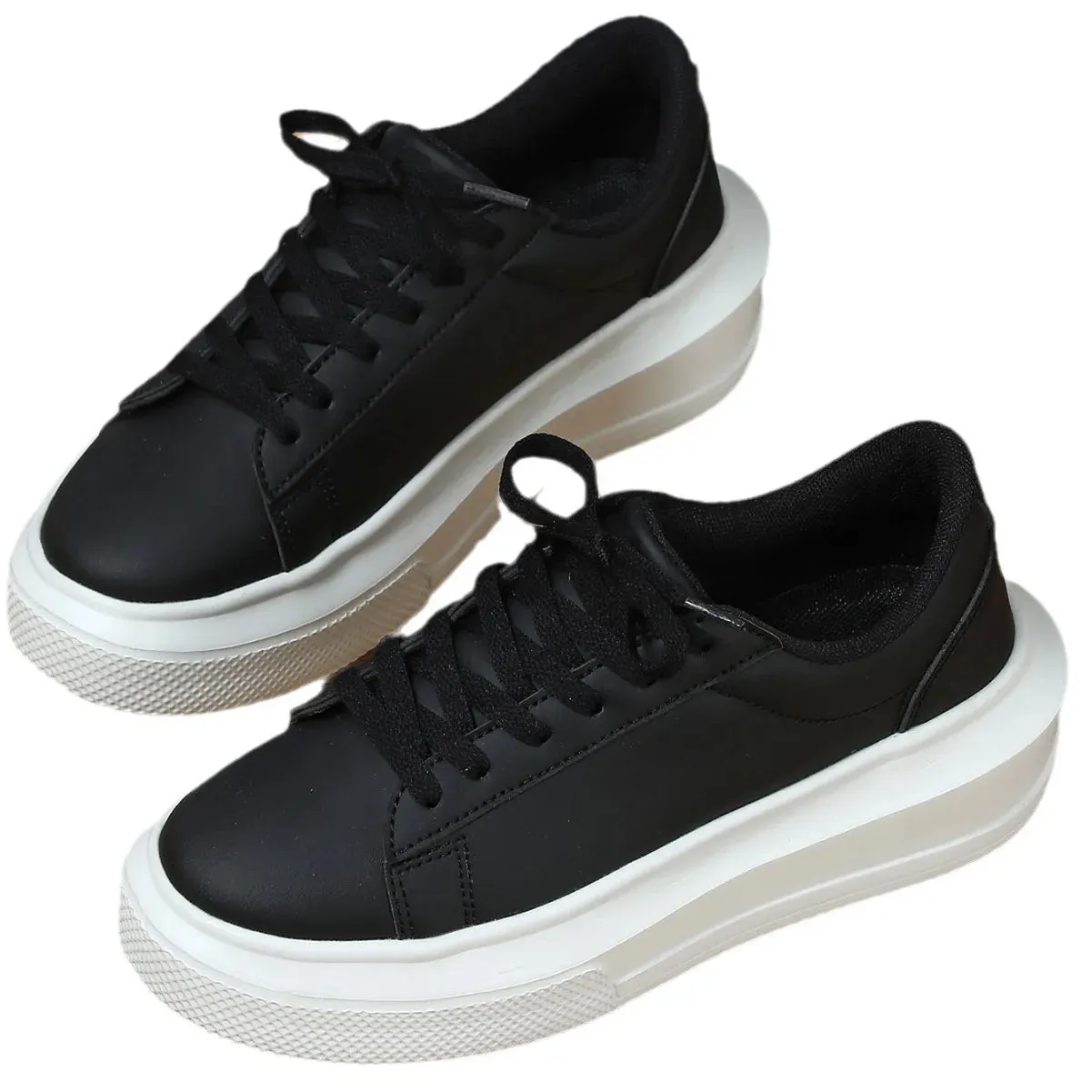 Leisure Sports Small White Shoes Fashion Pair Thick Soles Wear-resistant Lace-up Comfortable Casual Shoes