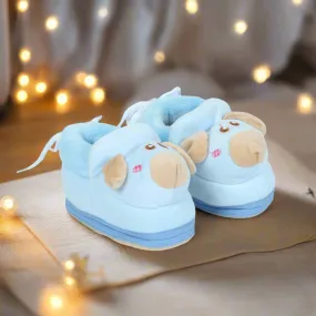 Light Blue Booties Cum Socks For Unisex Babies