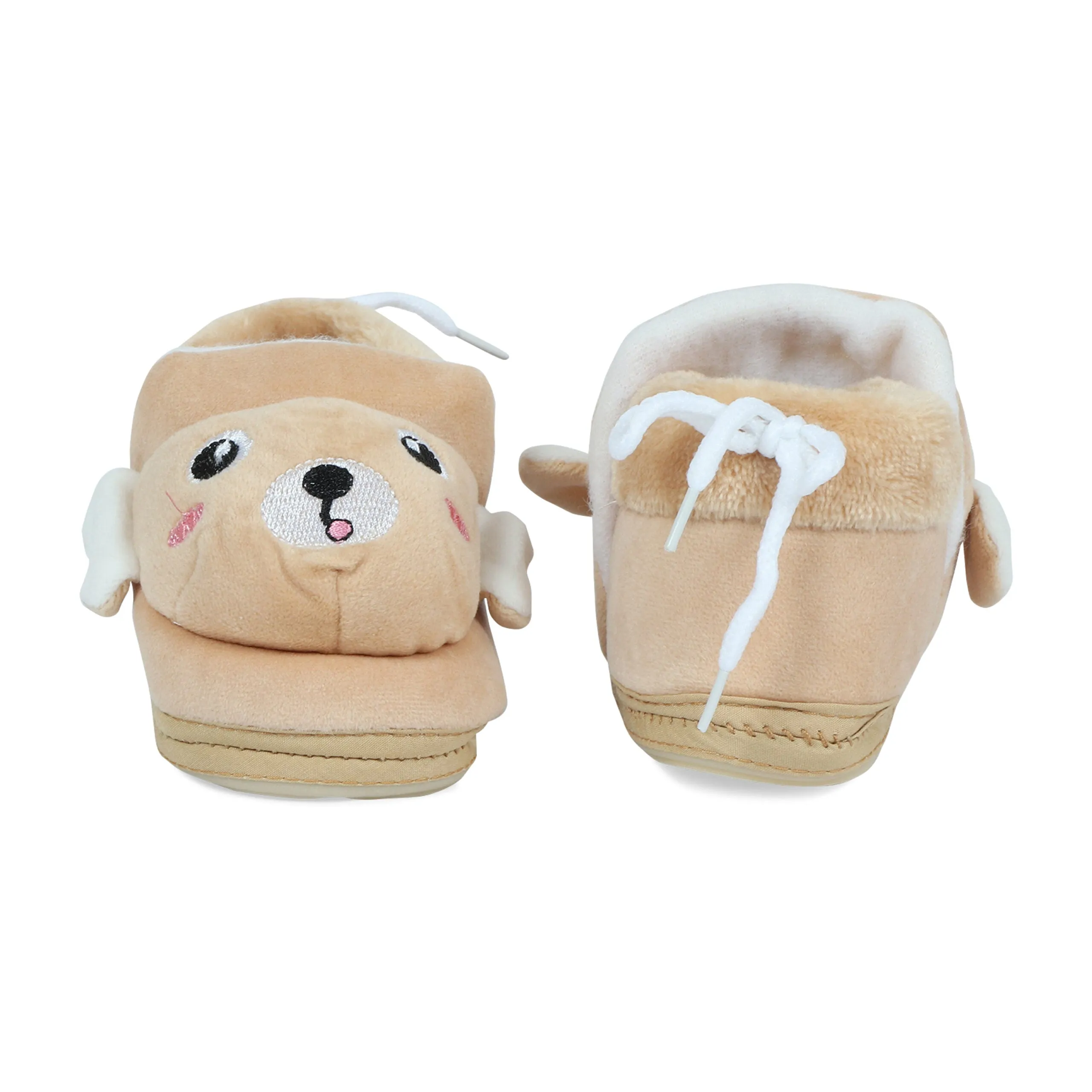 Light Brown Booties Cum Socks For Unisex Babies