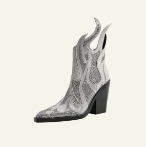 Shiny Silver Flame Boots