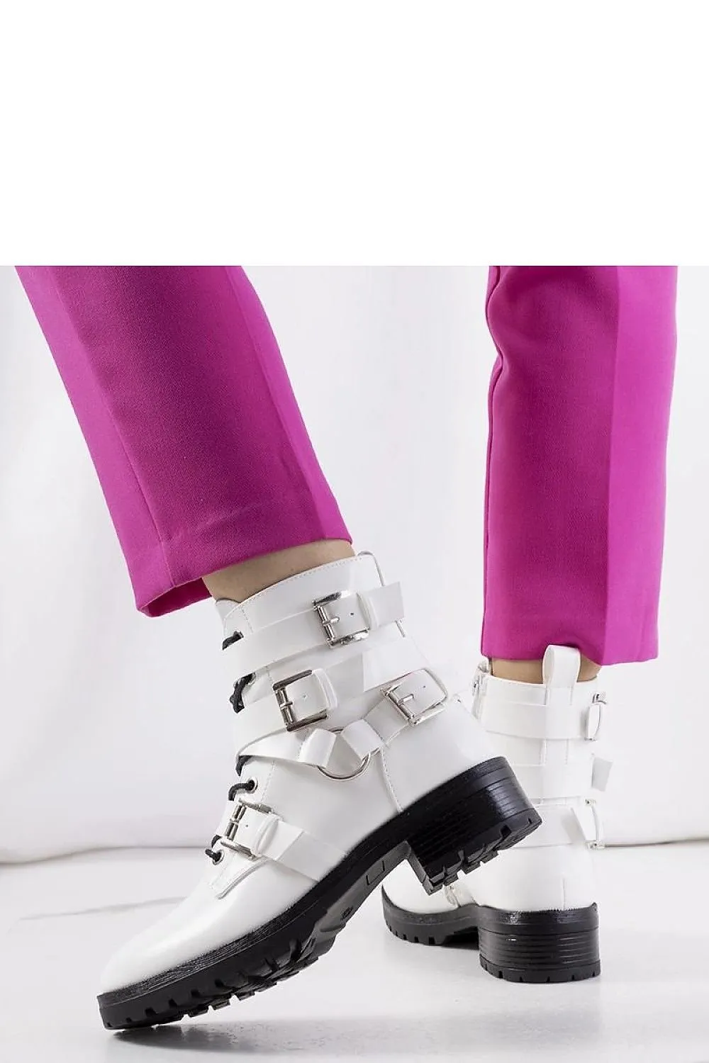 White eco-leather ankle boots
