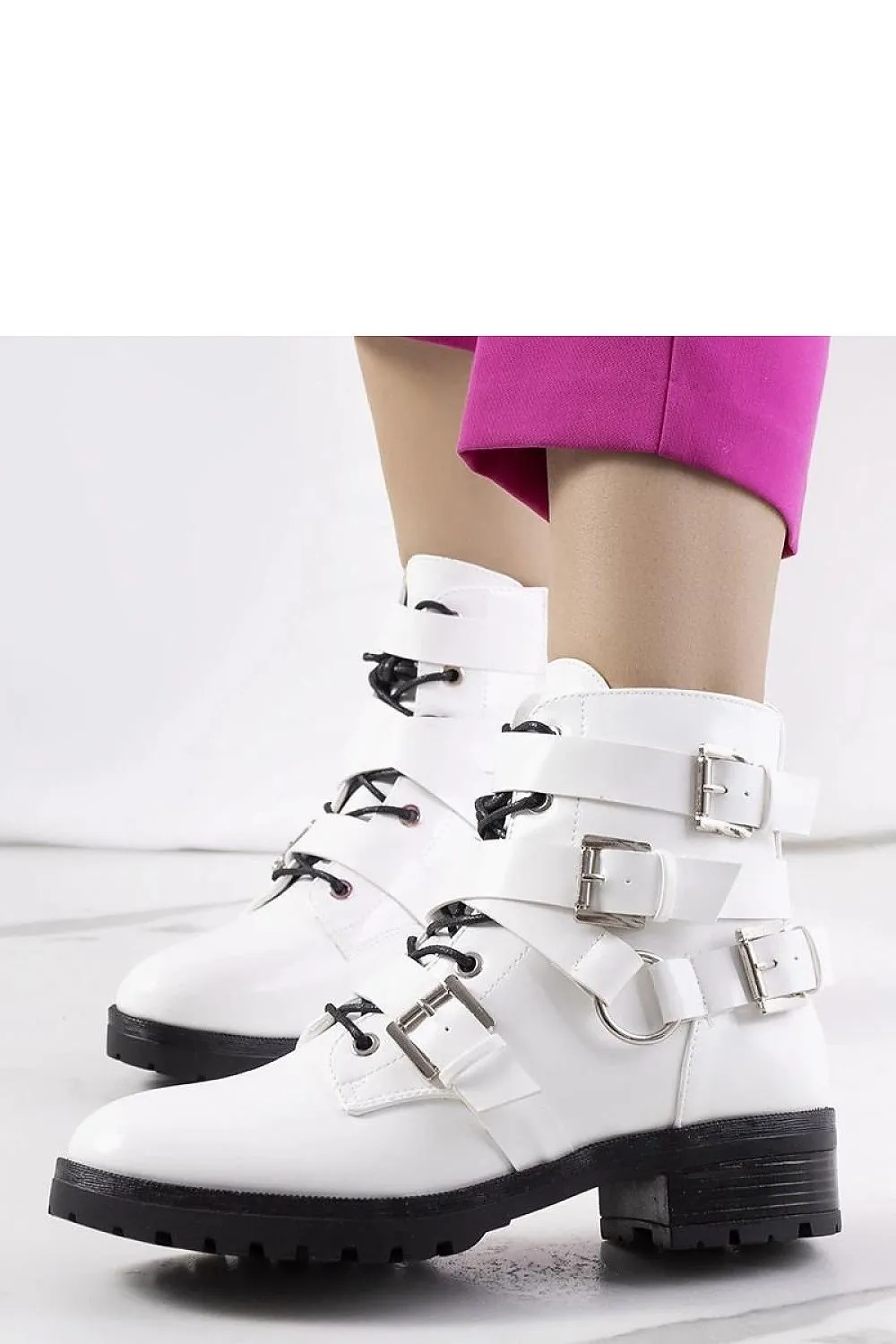 White eco-leather ankle boots