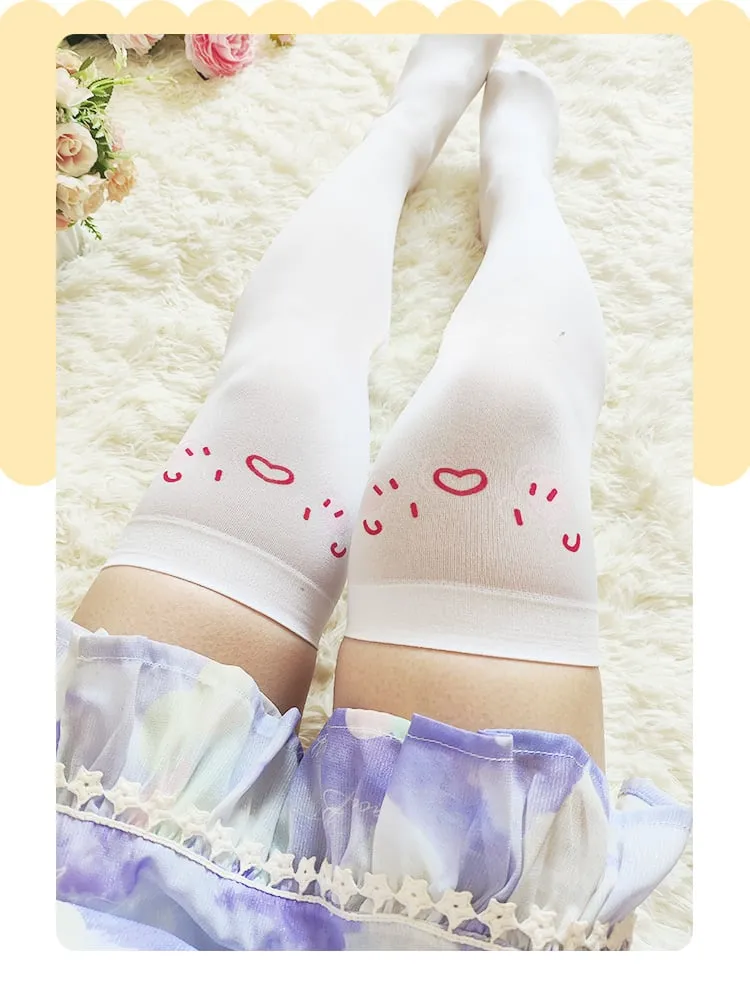 White Sweet Over Knee Stockings